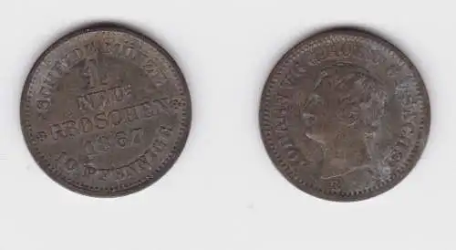 1 Neu Groschen Silber Münze Sachsen 1867 B ss (131747)