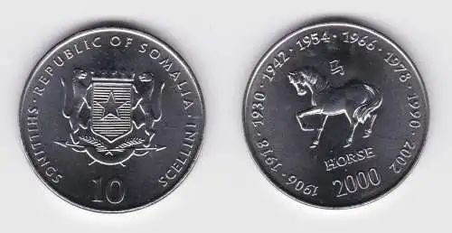 10 Shillings Stahl Münze Rep. Somalia 2000 Jahr des Pferd (136818)