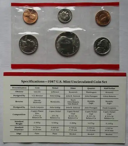 USA UNITED STATES 1987 KMS Uncirculated COIN-SET Denver U.S.MINT (142139)