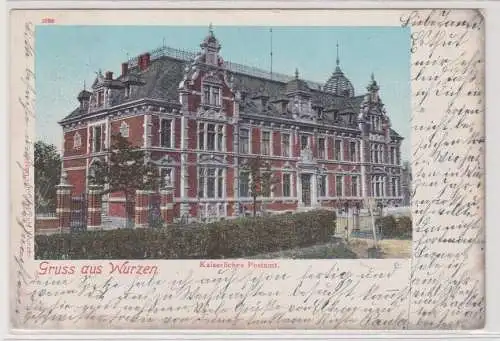 41741 AK Gruss aus Wurzen - Kaiserliches Postamt, Außenansicht 1902