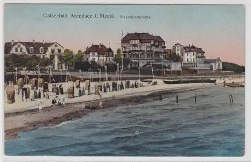 96068 Ak Ostseebad Arendsee in Mecklenburg Strandpanorama 1925