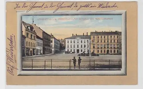 93664 AK Lengenfeld im Vogtland - Marktplatz mit Rathaus und Moritzbrunnen 1916