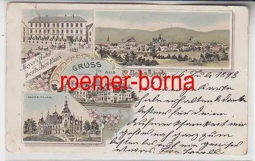 75122 Ak Lithografie Gruss aus Bückeburg Meyer´s Hotel Deutsches Haus 1898