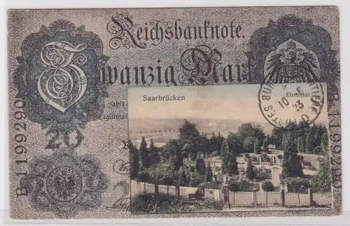 94392 Banknoten Ak Saarbrücken Ehrenmal 1923