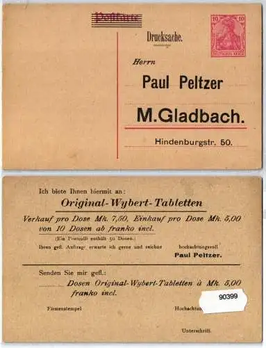 90399 DR Ganzsachen Postkarte PP32 Original-Wybert-Tabletten Mönchengladbach