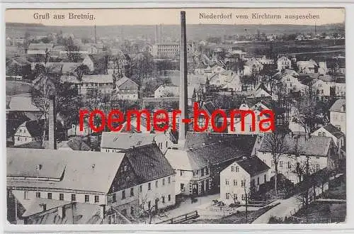 76729 Ak Gruß aus Bretnig Niederdorf vom Kirchturm ausgesehen 1917