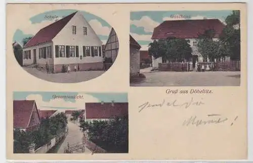 68191 Mehrbild Ak Gruß aus Döbeltitz Gasthaus, Schule usw. 1919