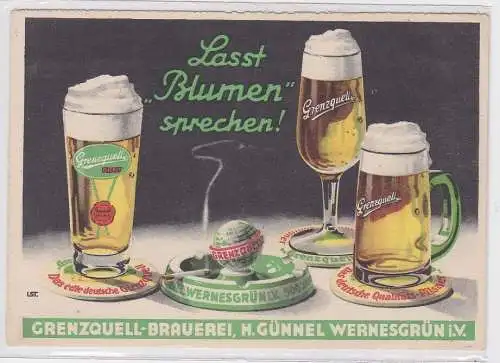 06013 Reklame Ak Grenzquell Brauerei Wernesgrün um 1940