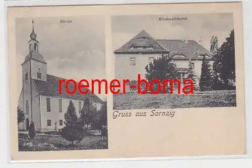 76572 Mehrbild Ak Gruß aus Sornzig Kirche, Klostergärtnerei um 1910