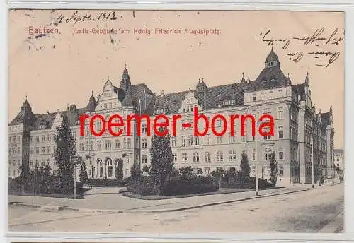 76667 Ak Bautzen Justiz-Gebäude am König Friedrich Augustplatz 1913