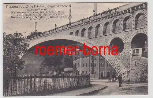 76661 Ak Plauen i.V. König Friedrich August-Brücke 1908