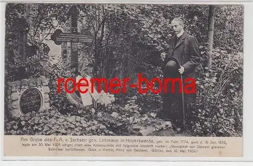 76893 Ak Hoyerswerda Kranzspende am Grabe des F.A. von Sachsen gen. Lehmann 1909