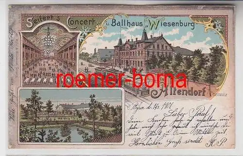 75297 Ak Lithografie Seiferts Concert- u. Ballhaus "Wiesenburg" Altendorf 1901