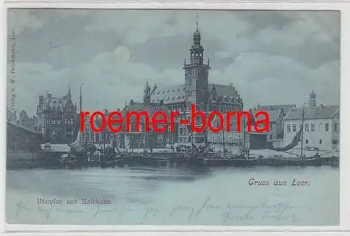 75636 Ak Gruss aus Leer Uferplatz und Rathhaus 1898