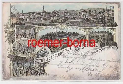75076 Ak Lithografie Etablissement zum Logenhaus Hohenstein-Ernstthal 1901