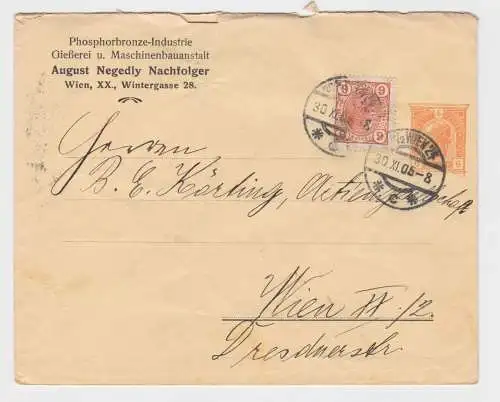 96340 Ganzsachenbrief Österreich Firmenkopf Gießerei Negedly Wien 1905