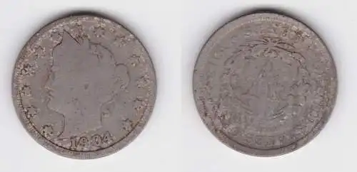 5 Cents Kupfer Nickel Münze USA 1904 (156180)
