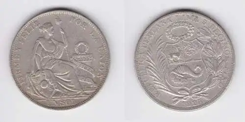 1 Sol Silber Münze Peru 1925 (155875)