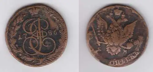 5 Kopeke Kupfer Münze Russland 1786 Katharina II. (155304)