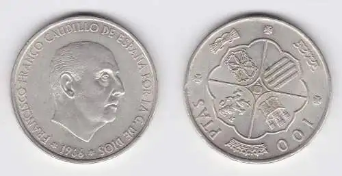 100 Pesetas Silber Münze Spanien 1966 (155032)