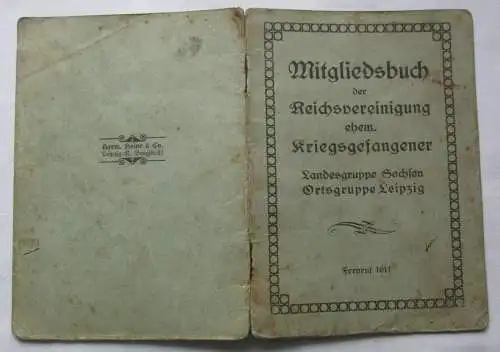 Mitgliedsbuch der Reichsvereinigung ehem. Kriegsgefangener Leipzig 1920 (138496)