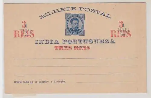 01120 seltene Ganzsachen Postkarte Portugiesisch Indien 1 Tanga 3 Reis um 1900