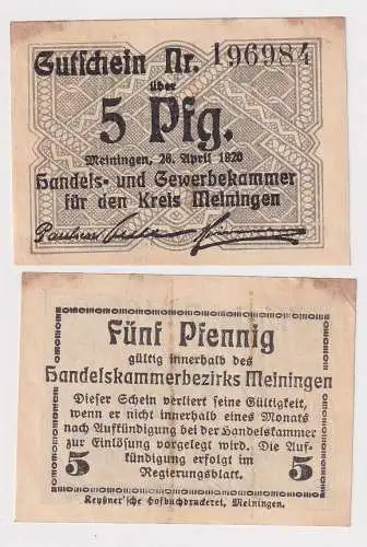 5 Pfennig Banknote Notgeld Handels & Gewerbekammer Meiningen (167524)