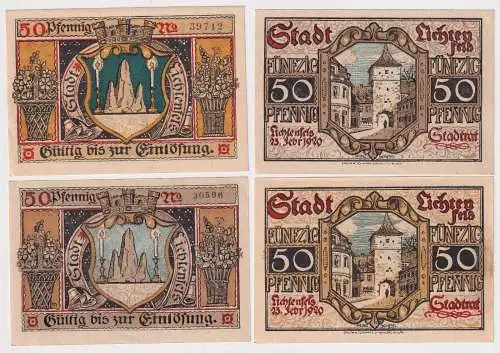 2 x 50 Pfennig Banknoten Notgeld Stadt Lichtenfels 1920 (167027)