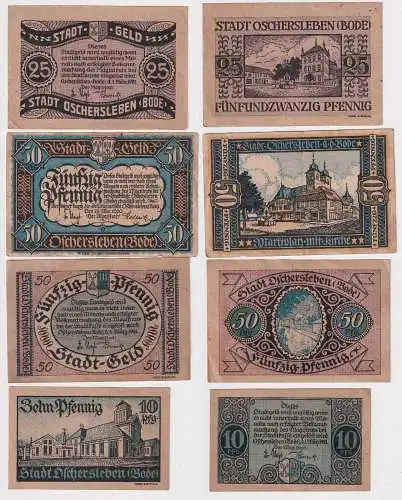 4 Banknoten Notgeld Stadt Oschersleben Bode 1920/21 (166852)