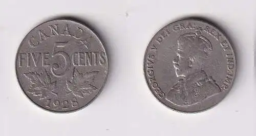 5 Cents Kupfer Nickel Münze Kanada Canada Georg V. 1928 ss (167081)