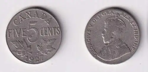 5 Cents Kupfer Nickel Münze Kanada Canada Georg V. 1927 ss (167154)