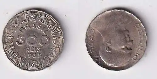 300 Reis Kupfer Nickel Münze Brasilien 1938 Getulio Vargas (167115)