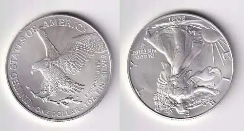 1 Dollar Silber Münze Silver Eagle USA 2021 1 Unze Feinsilber  (166893)