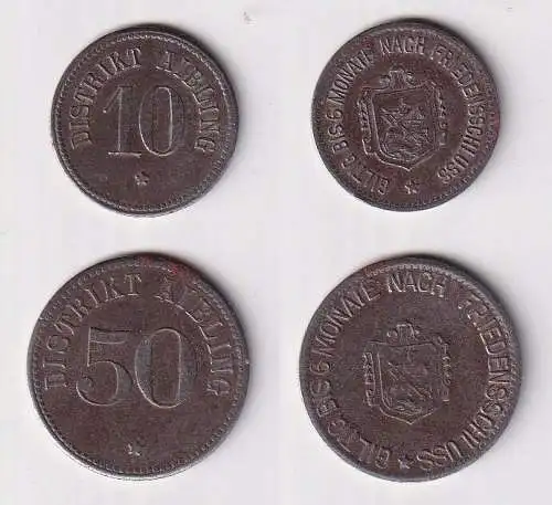 10 und 50 Pfennig Eisen Münze Notgeld Distrikt Aibling ohne Jahr (167043)