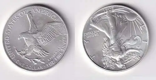 1 Dollar Silber Münze Silver Eagle USA 2021 1 Unze Feinsilber  (166801)