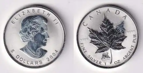 5 Dollar Silber Münze Kanada Meaple Leaf 2004 1 Unze Feinsilber (166538)