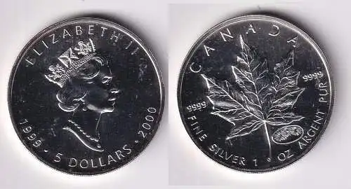 5 Dollar Silber Münze Kanada Meaple Leaf 2000 1 Unze Feinsilber (166522)