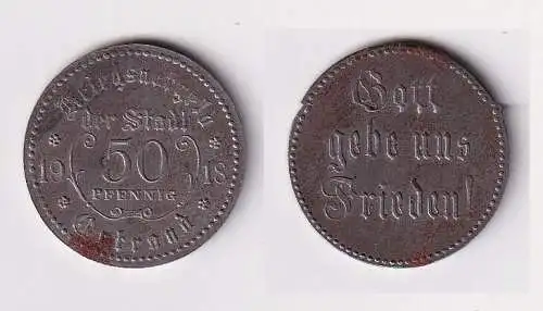 50 Pfennig Eisen Münze Notgeld Stadt Ortrand 1918 (167103)