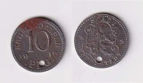 10 Pfennig Eisen Münze Notgeld Stadt Rudolstadt 1918 (166937)