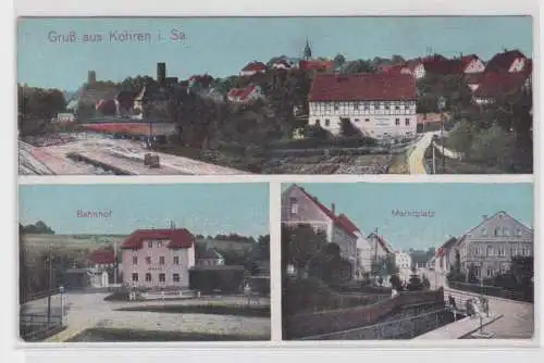 900311 Mehrbild Ak Gruß aus Kohren in Sachsen Bahnhof usw. um 1910