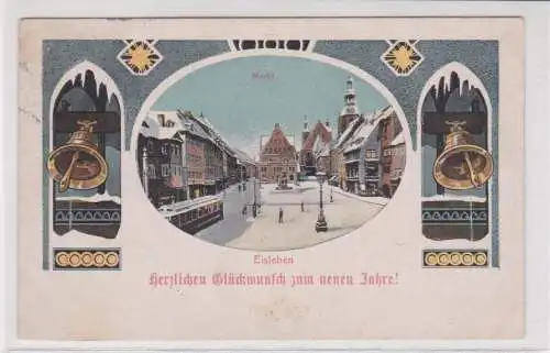 906693 Neujahrs Ak Eisleben Markt im Winter um 1910