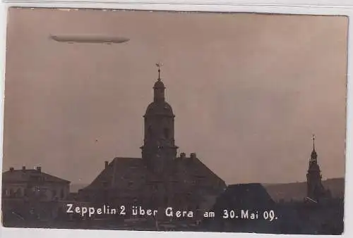 907777 Foto Ak Zeppelin 2 über Gera am 30.Mai 1909