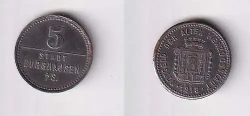 5 Pfennig Eisen Münze Notgeld Stadt Burghausen 1918   (167087)