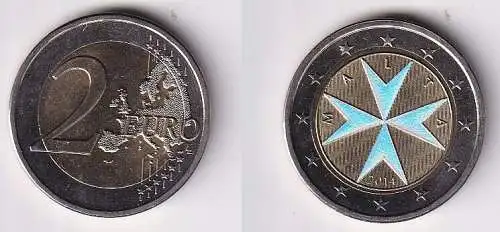 2 Euro Kurs Münze Malta Malteserkreuz Hologramm 2014 Stgl. (167517)