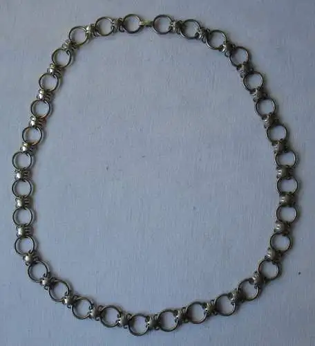 Elegante 835er Silber Halskette Gliederkette mit blütenartigem Verbinder /153669