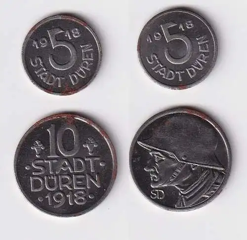 10 und 5 Pfennig Eisen Notmünzen Stadt Düren 1918 (167083)