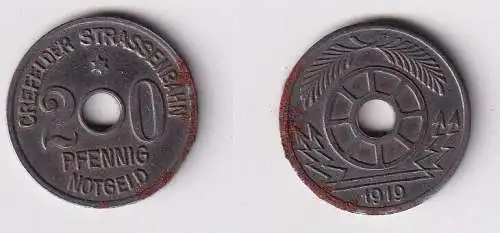 20 Pfennig Eisen Münzen Notgeld Crefelder Strassenbahn 1919  (166925)