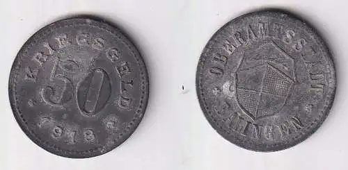50 Pfennig Zink Münze Kriegsgeld Oberamtsstadt Balingen 1918 (167048)