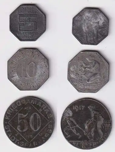 5, 10 & 50 Pfennig Zink Münzen Notgeld Stadt Bielefeld Stadt Sparkasse  (167042)
