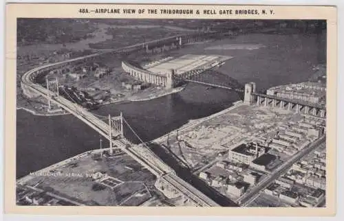 902688 Ak New York Airplane View of the Triborough & Hell Gates Bridges 1936